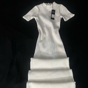 Fashion Nova Off White Ribbed Maxi Dress “Cora Snatched Maxi dress”